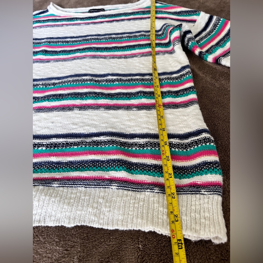 American Living cotton linen blend striped multicolored pullover sweater sz S - Picture 8 of 10